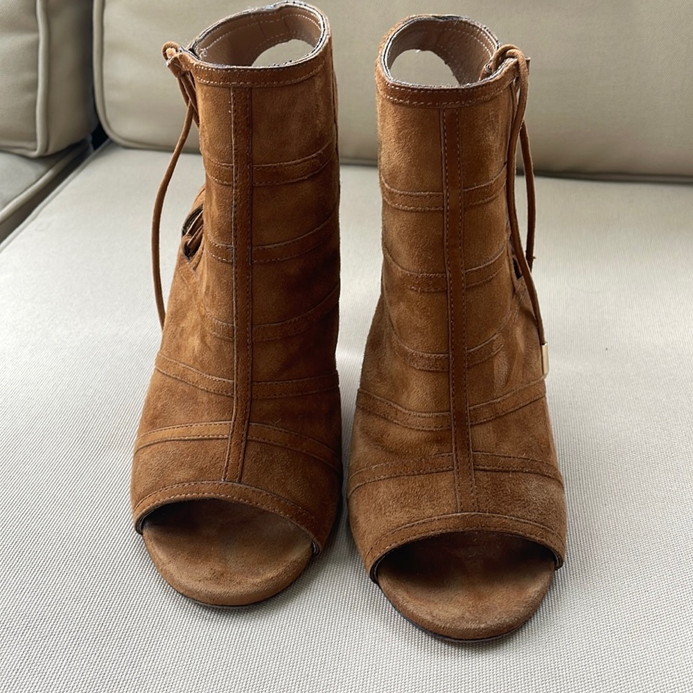 Aquazzura brown suede, high heels, booties.
